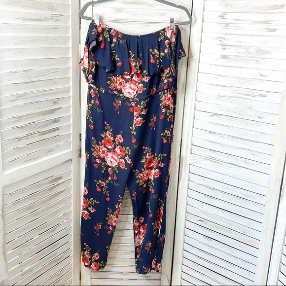 POOF | Off Shoulder Floral Crop Jumpsuit - Picture 7 of 9